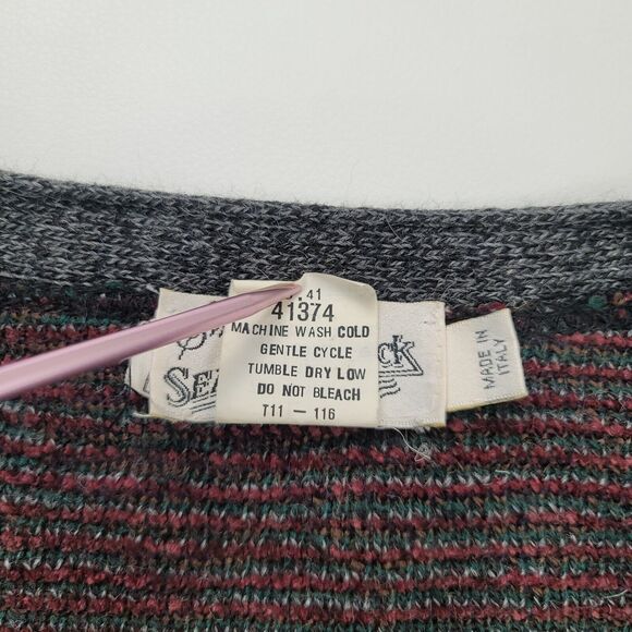 Vintage Sears Cardigan Sweater Mens Large Acrylic Wool Made In Italy Grandpa - Picture 5 of 8
